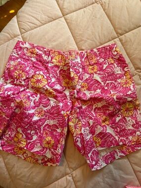 Lilly Pulitzer Pink & Yellow Floral Print Bermuda Shorts